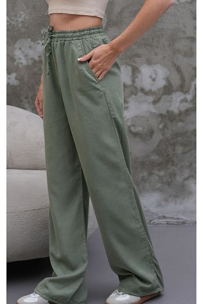 Rich Star Wide Leg Elastic Waist Thin Fabric Trousers