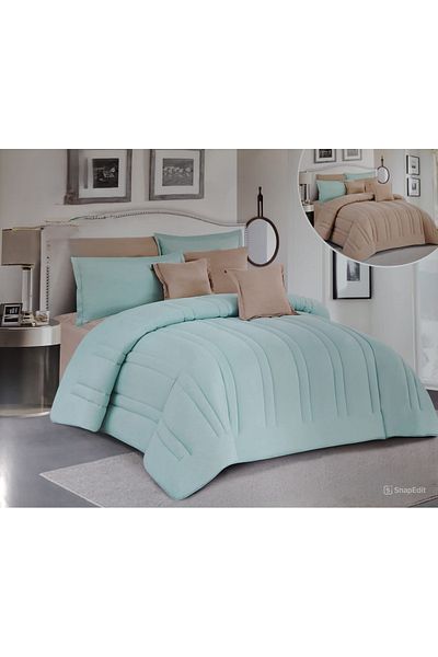 RedRosa Double bed sheet set, hotel print, double sided, to add beauty to your room decor, 8 pieces, quilt size 260x240 cm