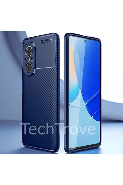 TechTrove Huawei Nova 9 SE Kılıf Kamera Korumalı Darbe Emici Karbon Fiber Des...