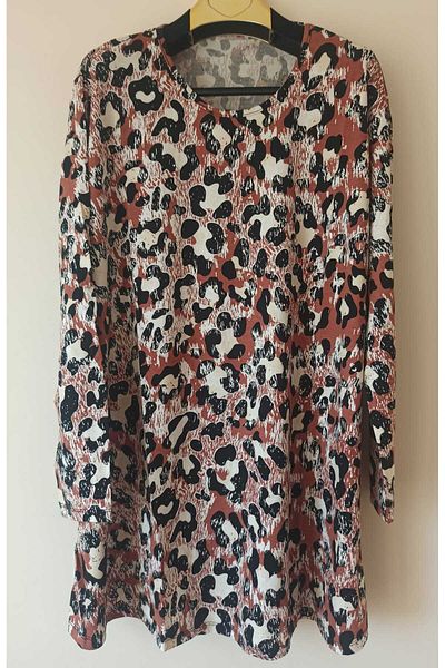 Noname Balanne Viscose Mother Combed Patterned Crew Neck Cotton Lycra Viscose Tunic/Mother Tunic/Plus Size