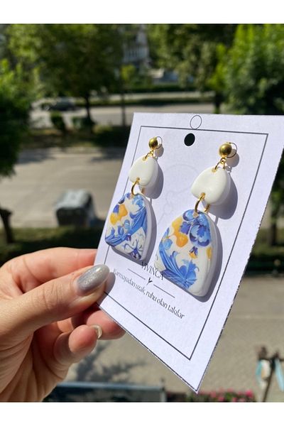VIVINCA Handmade Polymer Clay Colorful Vibrant Lightweight Earrings - Porcelain Breeze