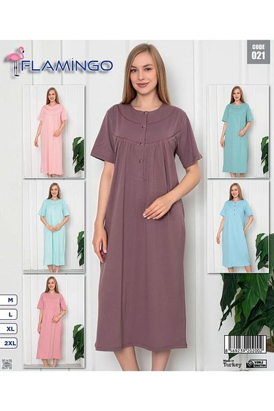 Flamingo Long Sleeve Plain Mother Nightgown