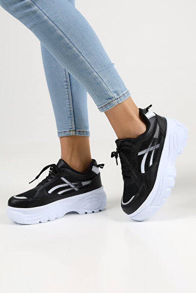 Encool Black Women's Casual Sneaker Shoes Stylish High Sole - with Color Options
