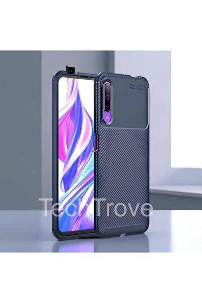 TechTrove Huawei P Smart Pro 2019 Kılıf Kamera Korumalı Darbe Emici Karbon Fi...
