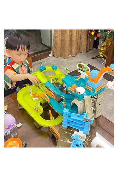 LikeSmart ISP "Likesmart Dinosaur Great Adventure" Children's Parking Circuit, 4 Cars, 2 Dinosaurs, L