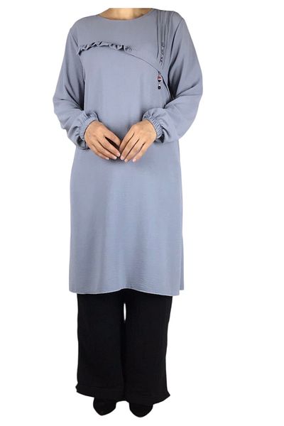 ECE GİYİM Women's Sport Tunic with Button and Stitching Detail on the Front