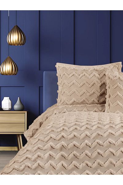 femmhome Premium Pompom Luxury Pique Set - Bedspread Double Bohemian Triangle