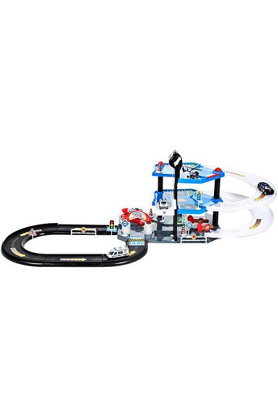 İSP Set Joaca pentru Copii Parcare "City Police" cu Masinute Incluse si Elicopter, multiple accesorii