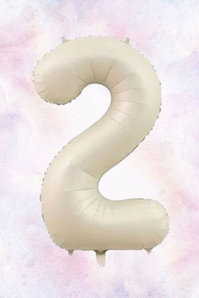 Atölye Mi 2 Year Old Girl Birthday Concept Retro Cream Number Happy Birthday Banner Balloon Chain Set