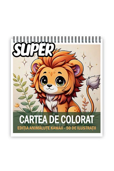 Legendary Gifts Super mini anti-stress coloring book, Mix of 50 illustrations with Kawaii Animals, 106 pages