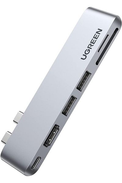 Ugreen موزع USB C لجهاز MacBook Pro 2023، محول موزع 6 في 2 من النوع C مع منفذ HDMI بدقة 4K ومنفذ Thunderbolt 3 USB