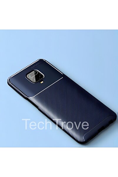 TechTrove Xiaomi Redmi Note 9 Pro Kılıf Kamera Korumalı Darbe Emici Karbon Fi...
