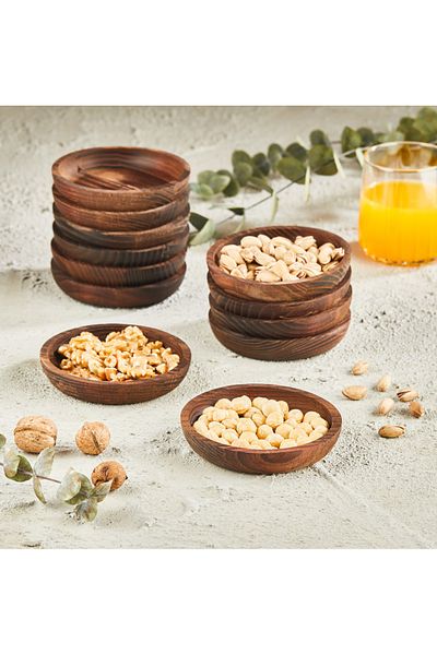 Rapt 12 Pieces Wooden Elm Bowl Snack Bowl Wooden Bowl 12 Pieces Wooden Bowl