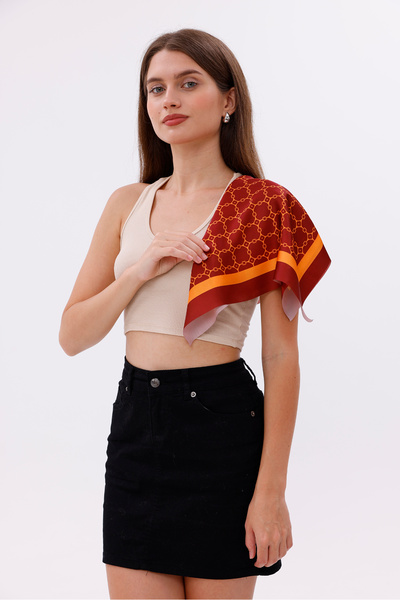 tarzınısec Yellow Red Chain Patterned - Efes Model Scarf Estascarf