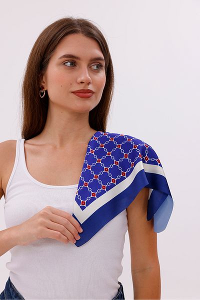 tarzınısec Dark Blue Chain Patterned - Efes Model Scarf Estascarf