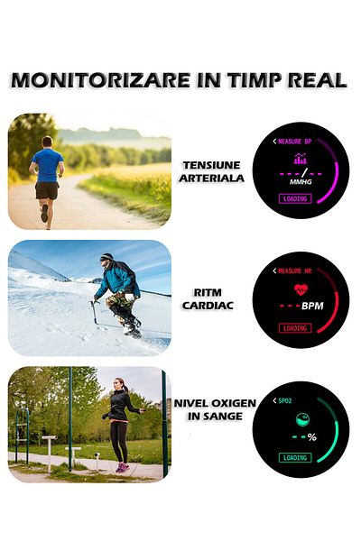 İSP Ceas SmartWatch LikeSmartFiT ConnectForce, 1.22" Touch HD Display, Notificari, Monitorizare Ritm Car