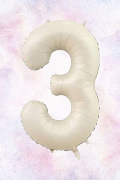Atölye Mi 3 Year Old Girl Birthday Concept Retro Cream Number Happy Birthday Banner Balloon Chain Set