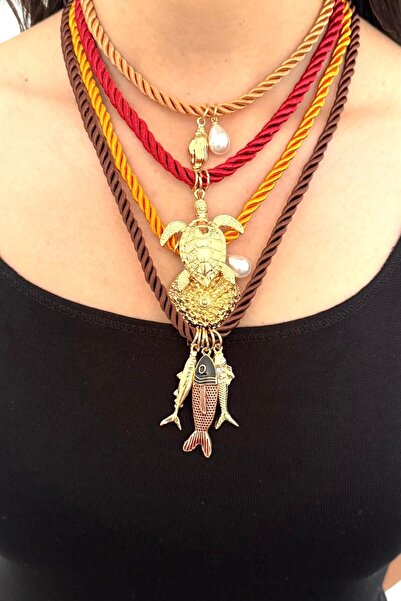 Angels And Wings Hasır Kaplumbağa Balık İnci Model Yazlık Kolye