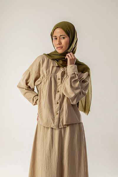 FLEUR SOİE Cotton Shal Khaki