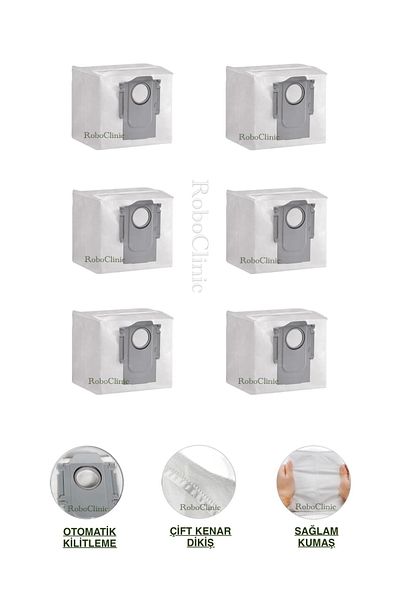 Roboclinic 6Pcs Dust Bags Compatible for Roborock S8 Plus, S8 Pro Ultra Robot Vacuum Cleaner