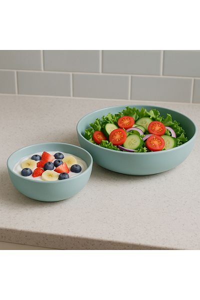 Kulvar 2 Pcs Pearl Mood Kütahya Series 15cm +20 cm Bowl Turquoise