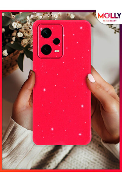 Molly Xiaomi REDMİ NOTE 12 PRO 5G İçin Neon Pembe Berry Simli ve Parıltılı Pa...