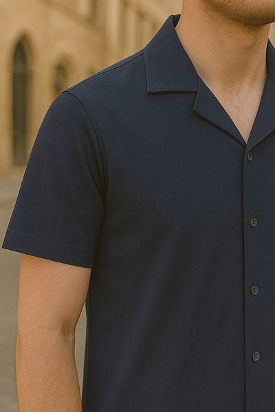 DAMGA JEANS Ανδρικό casual καλοκαιρινό κοντομάνικο πουκάμισο Basic Navy