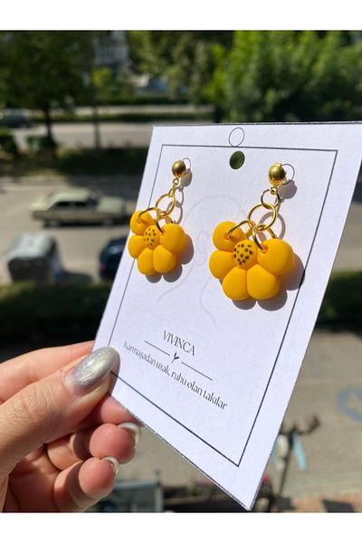 VIVINCA Handmade Polymer Clay Colorful Vibrant Lightweight Earrings - Sunflare