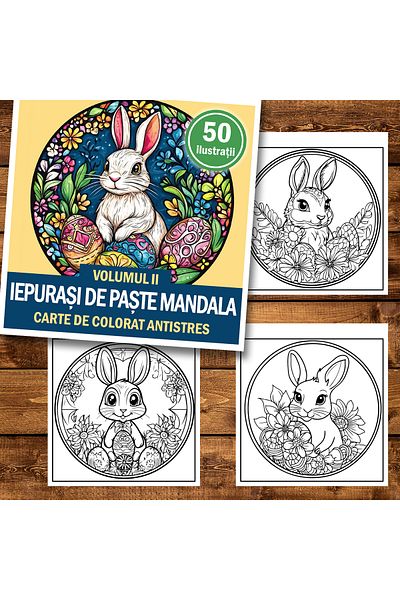 Legendary Gifts Mini coloring book, 50 illustrations Easter Bunnies Mandala - Volume II, 106 pages
