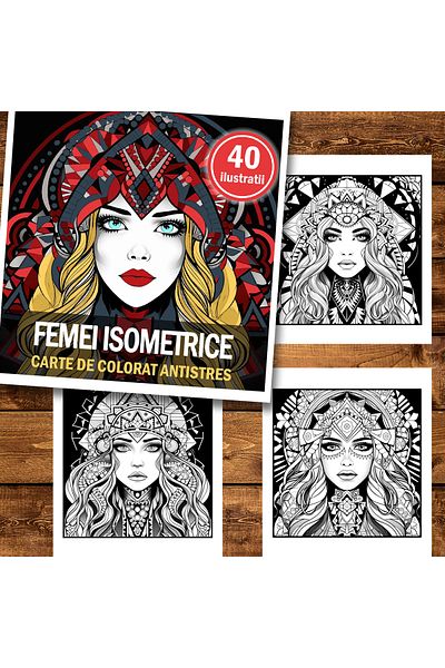Legendary Gifts Mini coloring book for relaxation and anti-stress, 40 illustrations Isometric Women, 86 pages