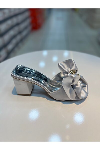 Alphus Γυναικείες παντόφλες με τακούνι από σατέν, με αγκράφα, εισαγωγής Şah