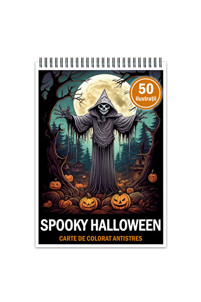 Legendary Gifts Carte de colorat antistres, 50 de imaginiSpooky Halloween, 10...