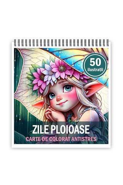 Legendary Gifts Mini coloring book for relaxation and anti-stress, 50 Rainy Days illustrations, 106 pages