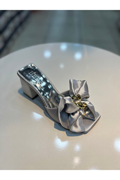 Alphus Γυναικείες παντόφλες με τακούνι από σατέν, με αγκράφα, εισαγωγής Şah