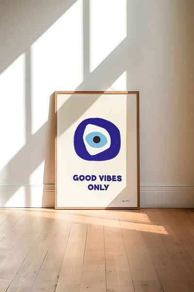 NT Handmade Natural Wooden Framed Uv Printing Evil Eye Bead Detailed Painting Set – Modern & Stylish Wall Decor