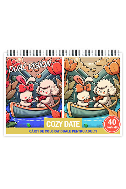 Legendary Gifts Carte de colorat Dual Vision, 40x2 ilustratii cu Cozy Date, 8...