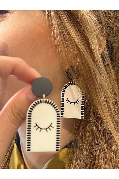 Accessories Hei Black and White Closed Eye Figured Cute Daily Use Dangle Women's Earrings