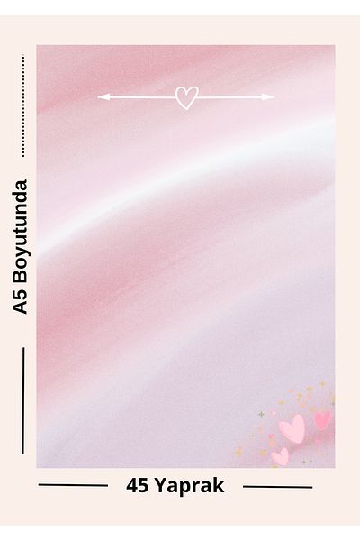 Ez&Tu Stıcker Decorative Note Sheet with Heart |   A5 Check Pull - 45 Sheets