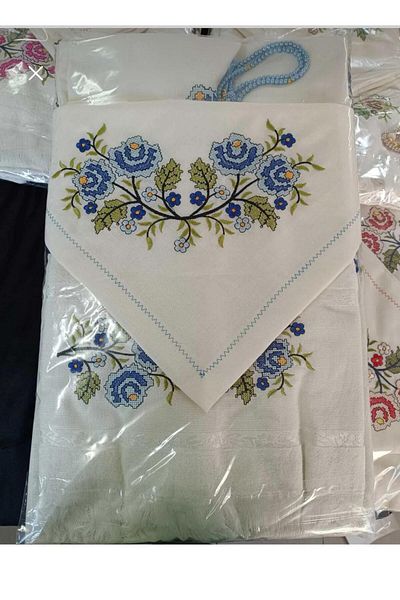 TUTUYA TEXTIL Set de 4 bucăți de covor de rugăciune brodat cu etamină