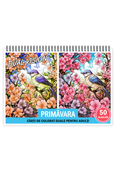 Legendary Gifts Carte de colorat Dual Vision, ilustrații de primăvară 50x2, 106 pagini