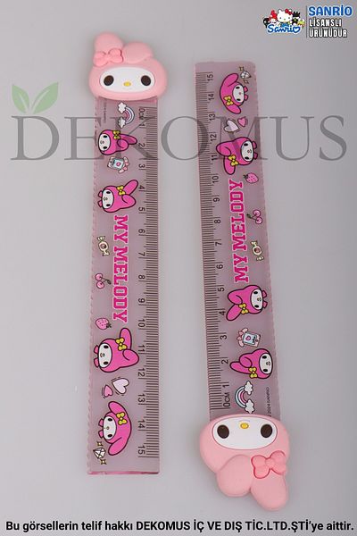 MY MELODY Licensed "Single" Ruler 15 cm with Dekomus "Dekomus Wet Wipes Gifted"