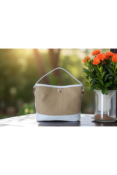 Tezcan Aksesuar Straw Model Women's Shoulder and Hand Bag (3 Compartments)