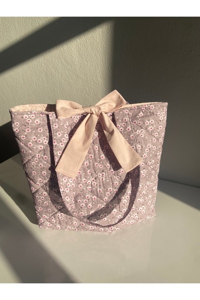 Cherry tote bag Pembe Çiçekli Kol Çantası