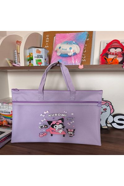 senacacollection Kuromi Stitch Hand Bag File Bag 35X28.5 cm 1Pcs