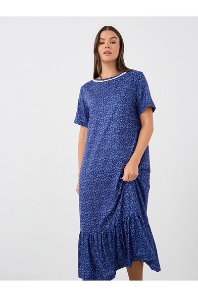 Styli Printed Short Sleeve Ruffled Hem Sleep T-Shirt