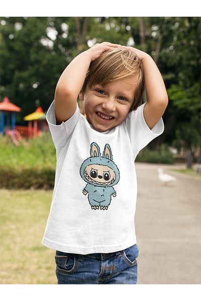SEVBANO Tricou unisex pentru copii cu desene animate cu imprimeu Labubu (vârsta 1-12)
