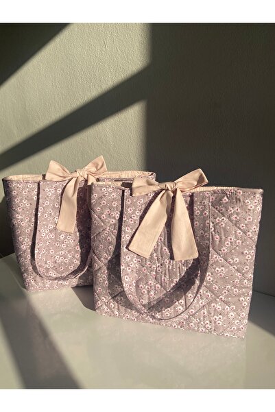 Cherry tote bag Pembe Çiçekli Kol Çantası