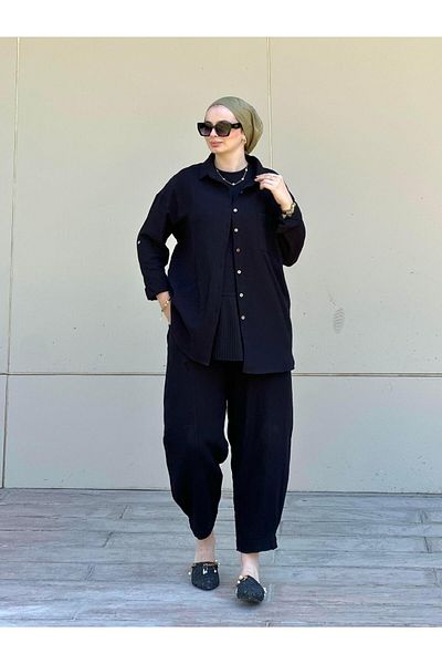 Ranasubaşı Muslin Shirt Set Rs-090 Black
