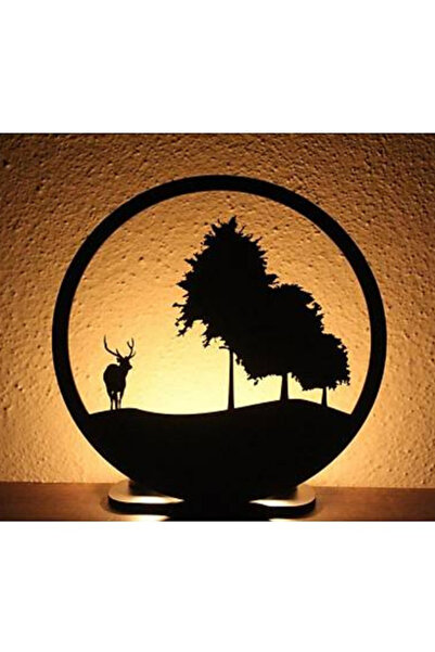 SalMall Doğa Siluetli Ahşap Mumluk Dekor | Gölge Efektli Lazer Kesim MDF | Pi...