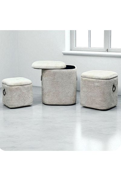 Ch 3-piece dark beige rug box set